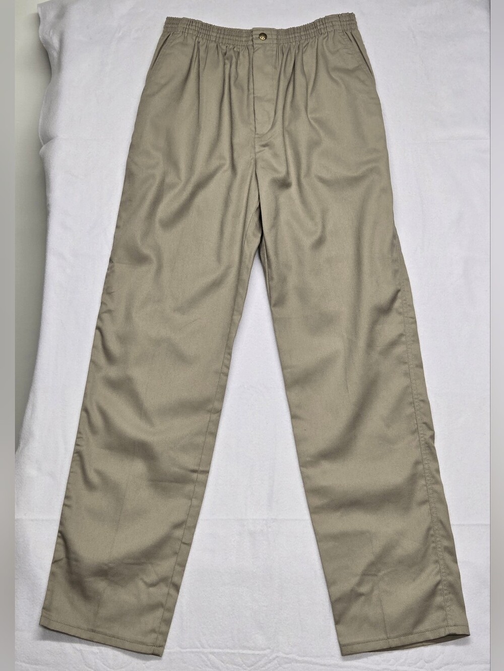 Vintage Lands End Pants Mens 36x32 Tan Elastic Waist Drawsyring Chino